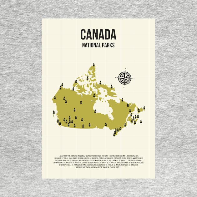 Canada All National Parks Location On A Map by jornvanhezik